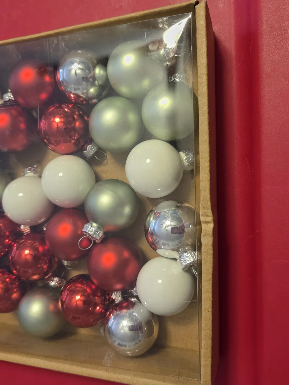 Holiday Glass Ball Ornament Set - Red, White. And Silver